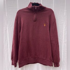 U.S. Polo Assn. Burgundy Quarter Zip Sweater Size XL